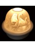 Porcelain Swan Lake Candle Dome Light w/Candle Plate